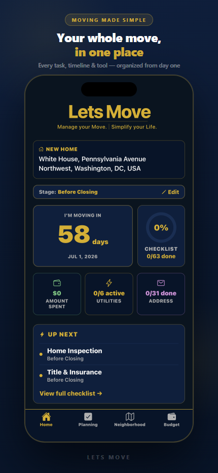 Home — move countdown and progress